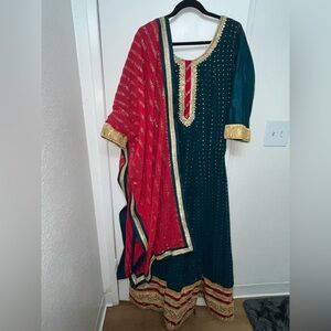 Peacock blue anarkali